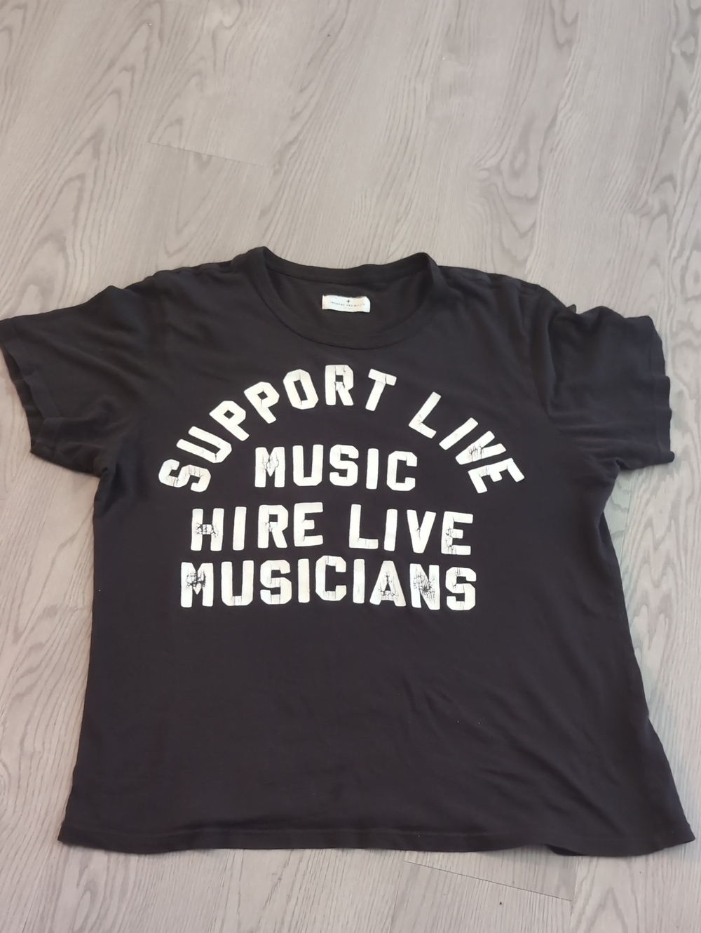 Imogene and Willie Black Cotton Tee with Logo Tag